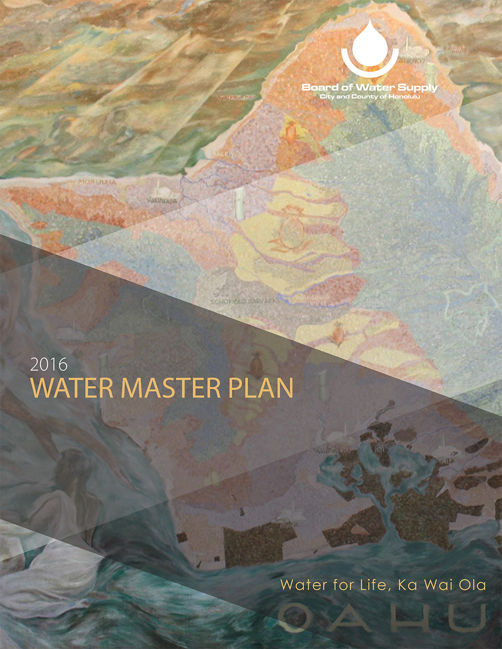 Water Master Plan cover image showing topography of the island of Oahu