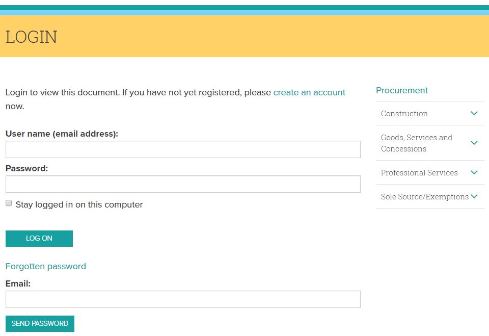 procurement log in page